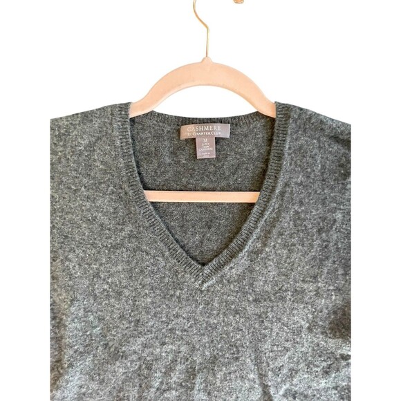 Cashmere by Charter Club 100% Cashmere Sweater Size M Gray V-Neck 2-Ply Cozy‎ - Picture 3 of 6